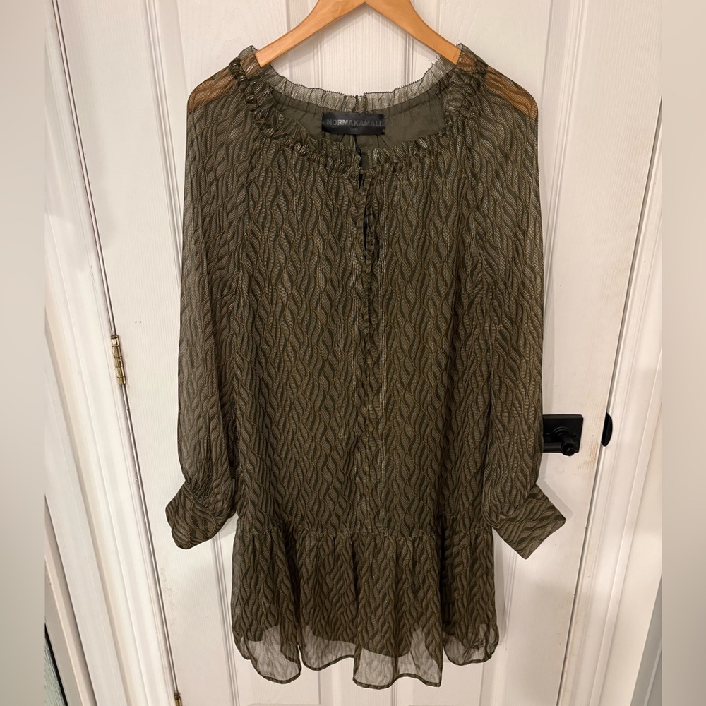 Norma Kamali Textured Olive Blouse